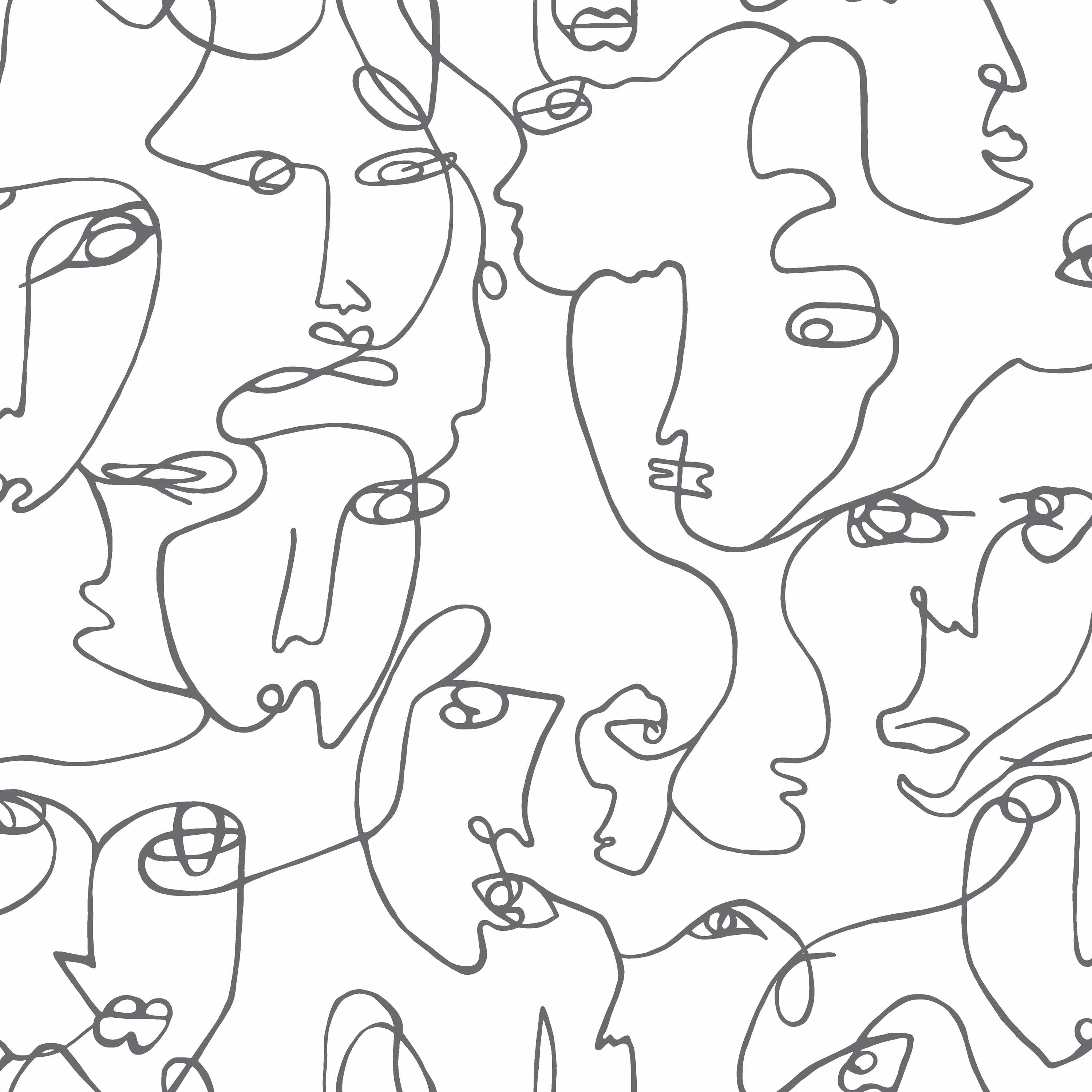 Holden Abstract Linear Faces Black and White Unpasted Wallpaper  396in x 20.8in