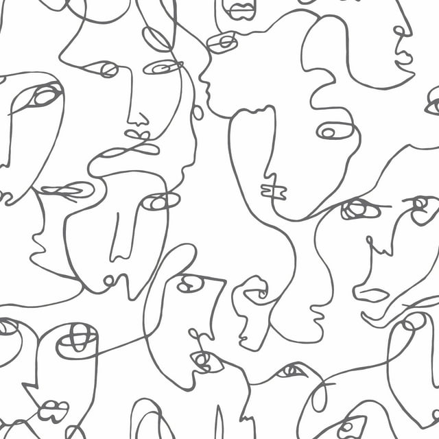 Holden Abstract Linear Faces Black and White Unpasted Wallpaper  396in x 20.8in