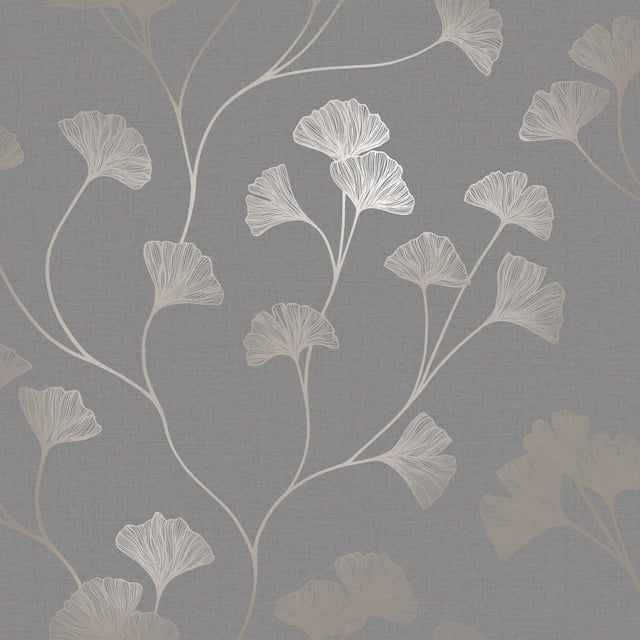 Holden Glistening Ginkgo Leaf Non-Pasted Wallpaper 396in x 20.8in Grey