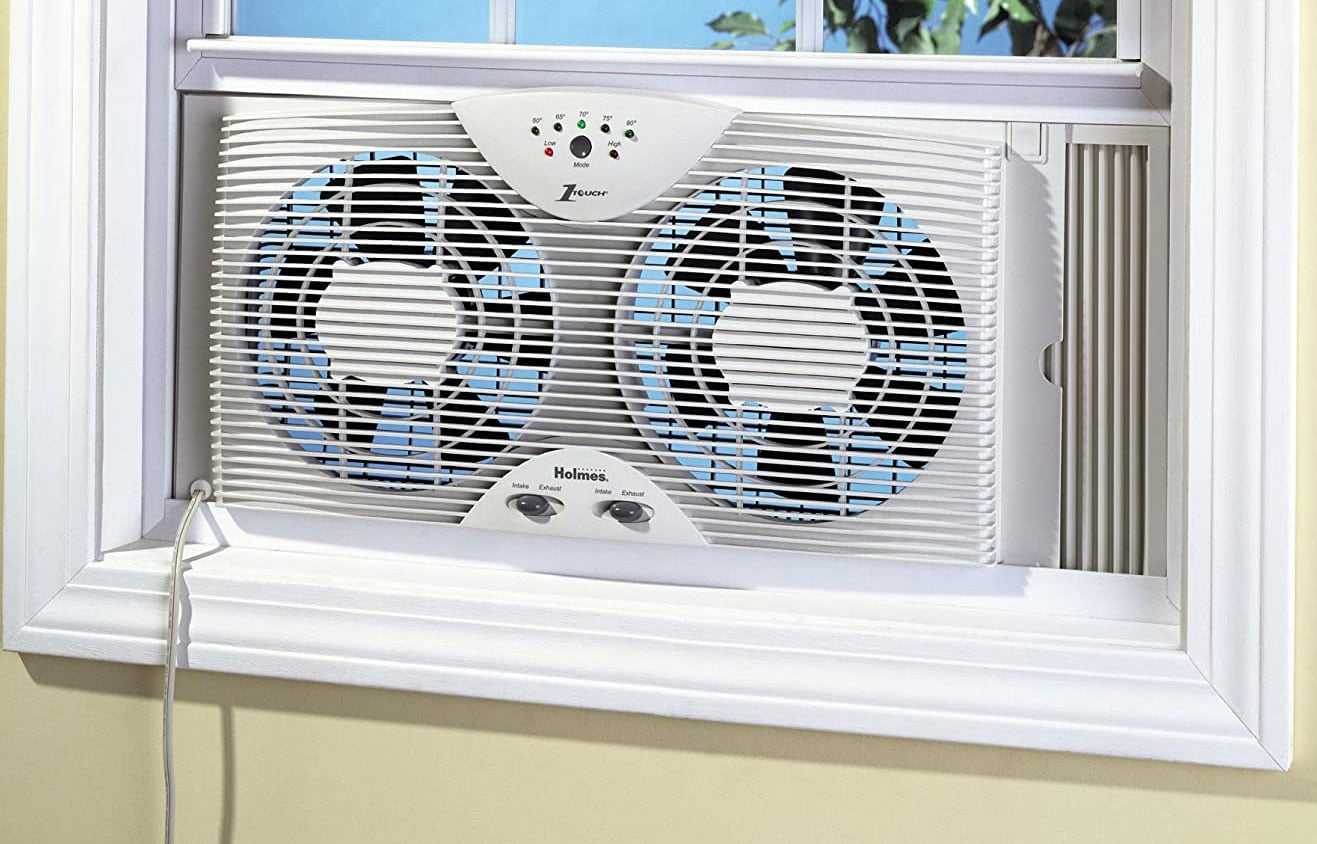Holmes HAWF2043 Dual Blade Twin Window Fan with One Touch Thermostat