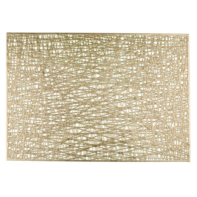 Holzlrgus Gold Rectangle Placemats Set of 4 Metallic Vinyl Easy to Clean Non-Slip Stain Heat Resistant Washable Wipeable Morden Abstract Table Mats for Dinning Wedding Party Festival