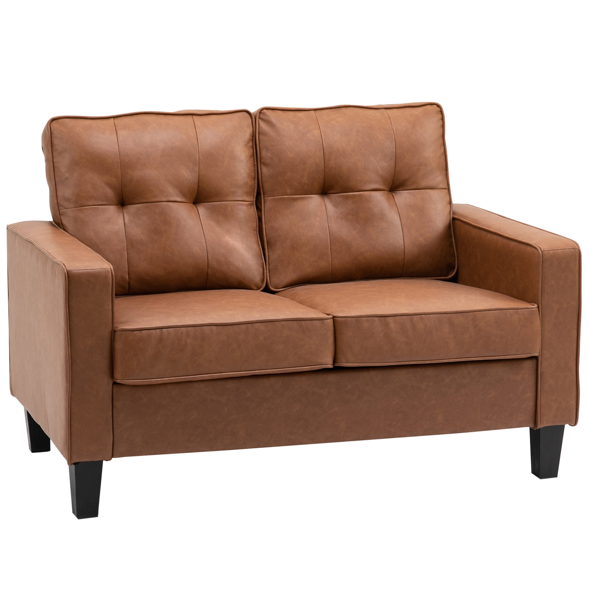 HomCom Sofa, Brown Faux Leather
