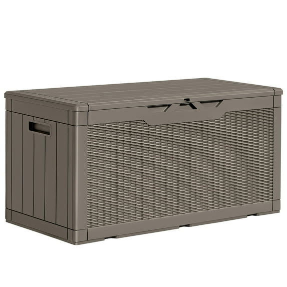 Homall 100 Gallon Outdoor Box Deck Plastic Resin Storage Box, Brown