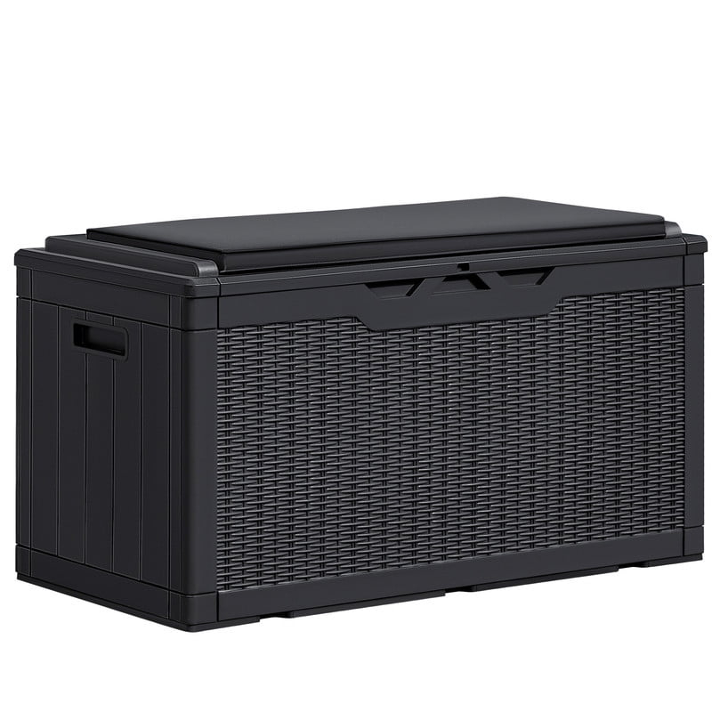 Homall 100 Gallon Outdoor Patio Box Deck Plastic Resin Storage Box Backyard, Black