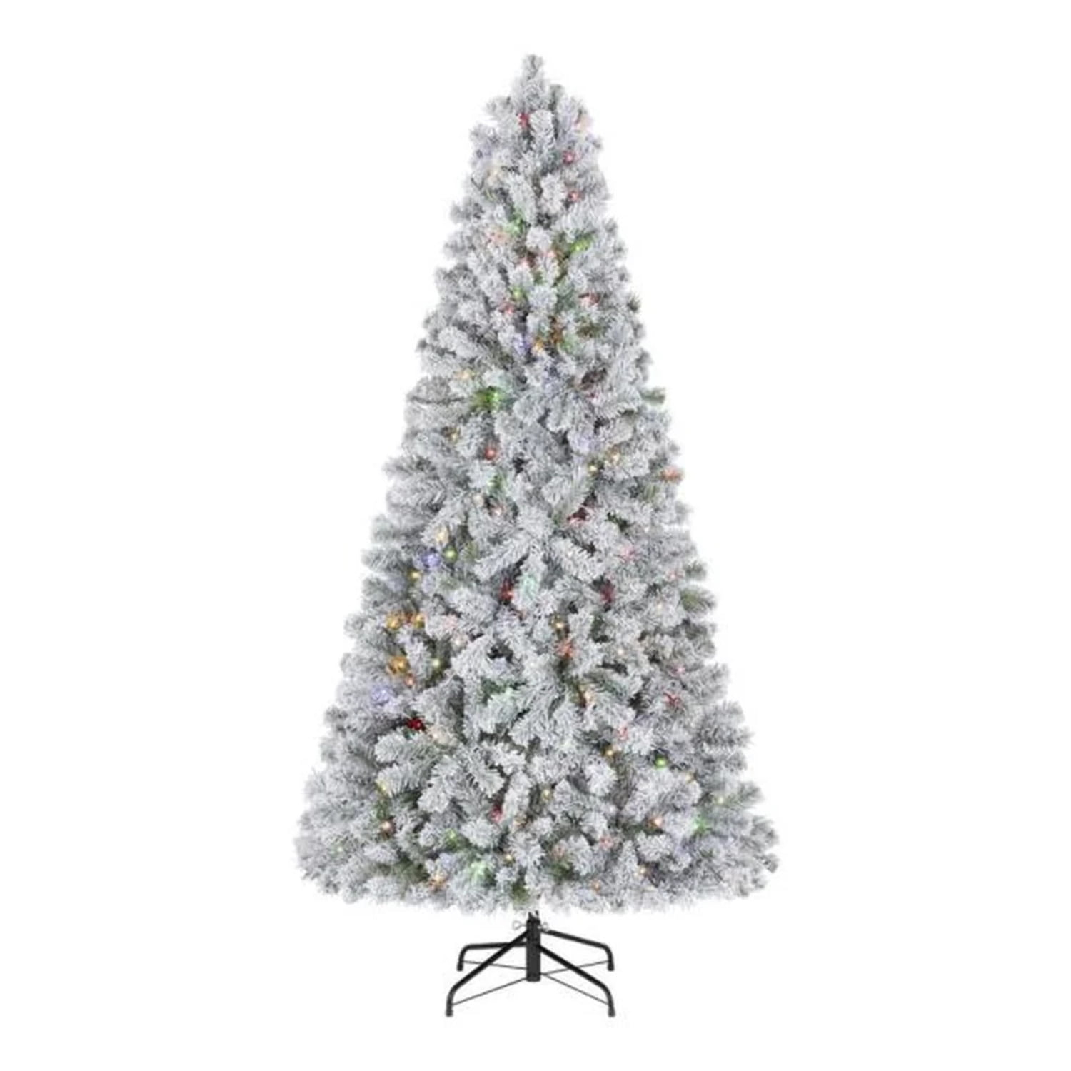 Home Accents Holiday 6.5 Ft. Pre-Lit LED Festive Pine Flocked Artificial Christmas Tree