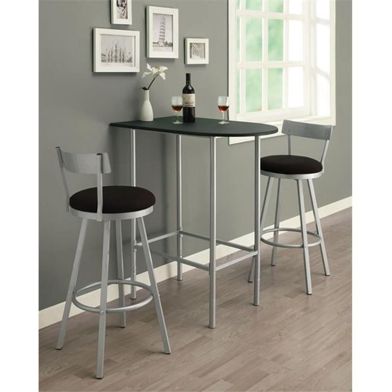 Monarch HOME BAR - 24"X 36" / BLACK / SILVER METAL SPACESAVER