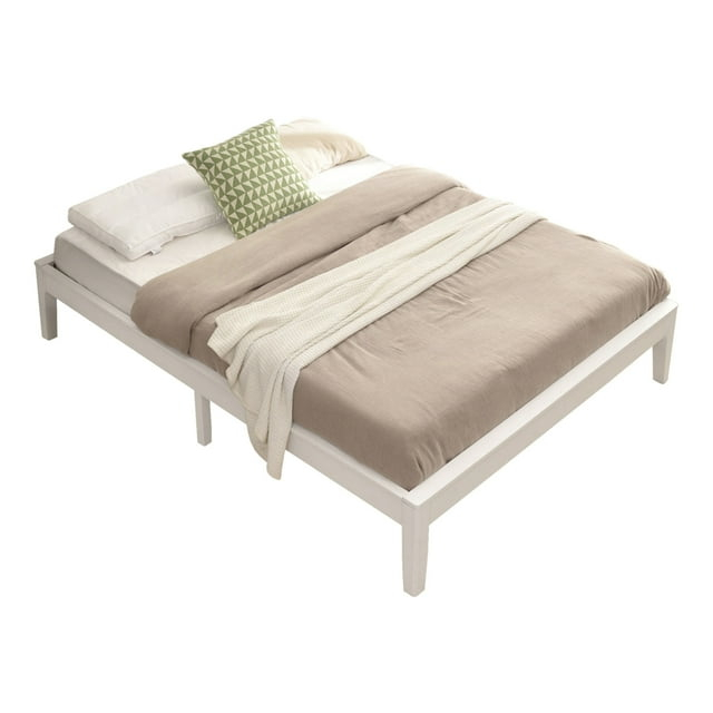 Home Bedroom Furniture Stella Solid Pine Wood Full Platform Bed Frame - White