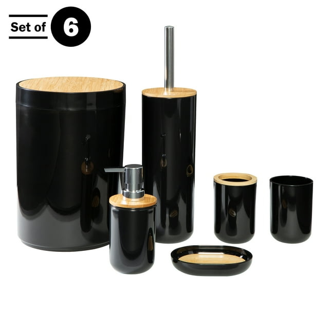 Home-Complete 6-Piece Complete Bathroom Accessories Set (Black)