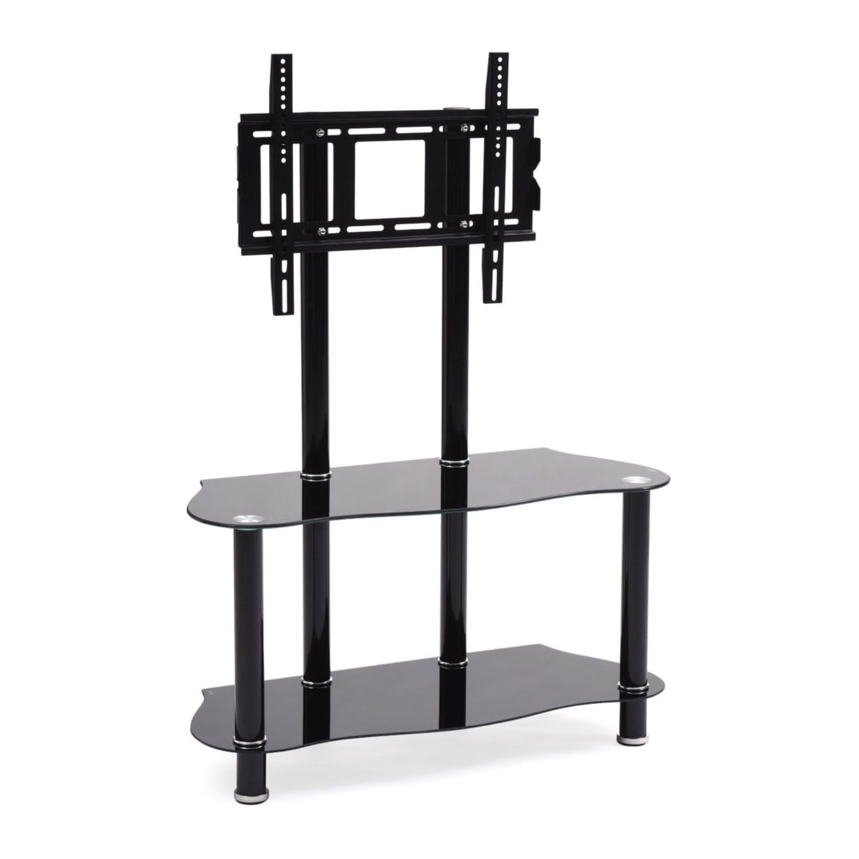 Hodedah TV Stand with Mount and Glass Shelves for TVs up to 42", Black