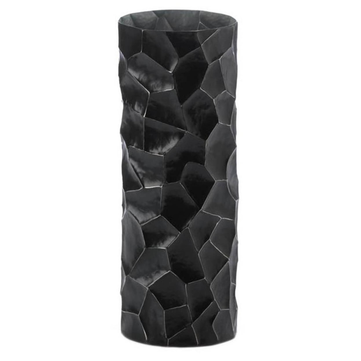 Home Decorative Black Hammered Sheet Metal Vase - 13.5 Inches