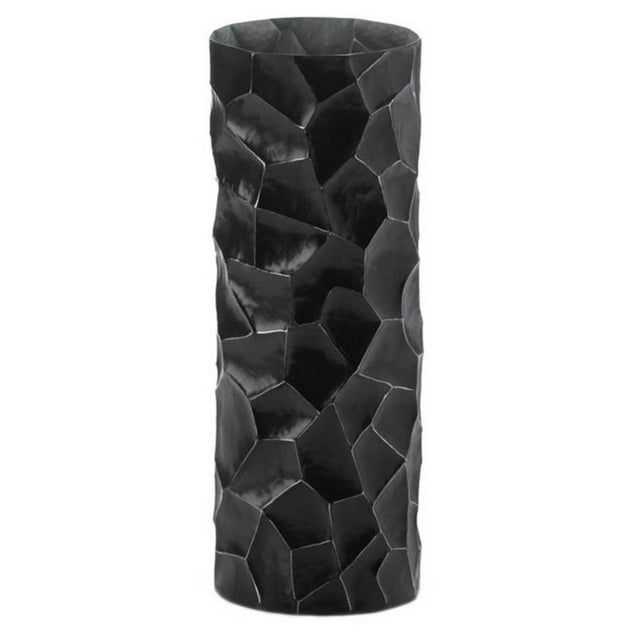 Home Decorative Black Hammered Sheet Metal Vase - 13.5 Inches