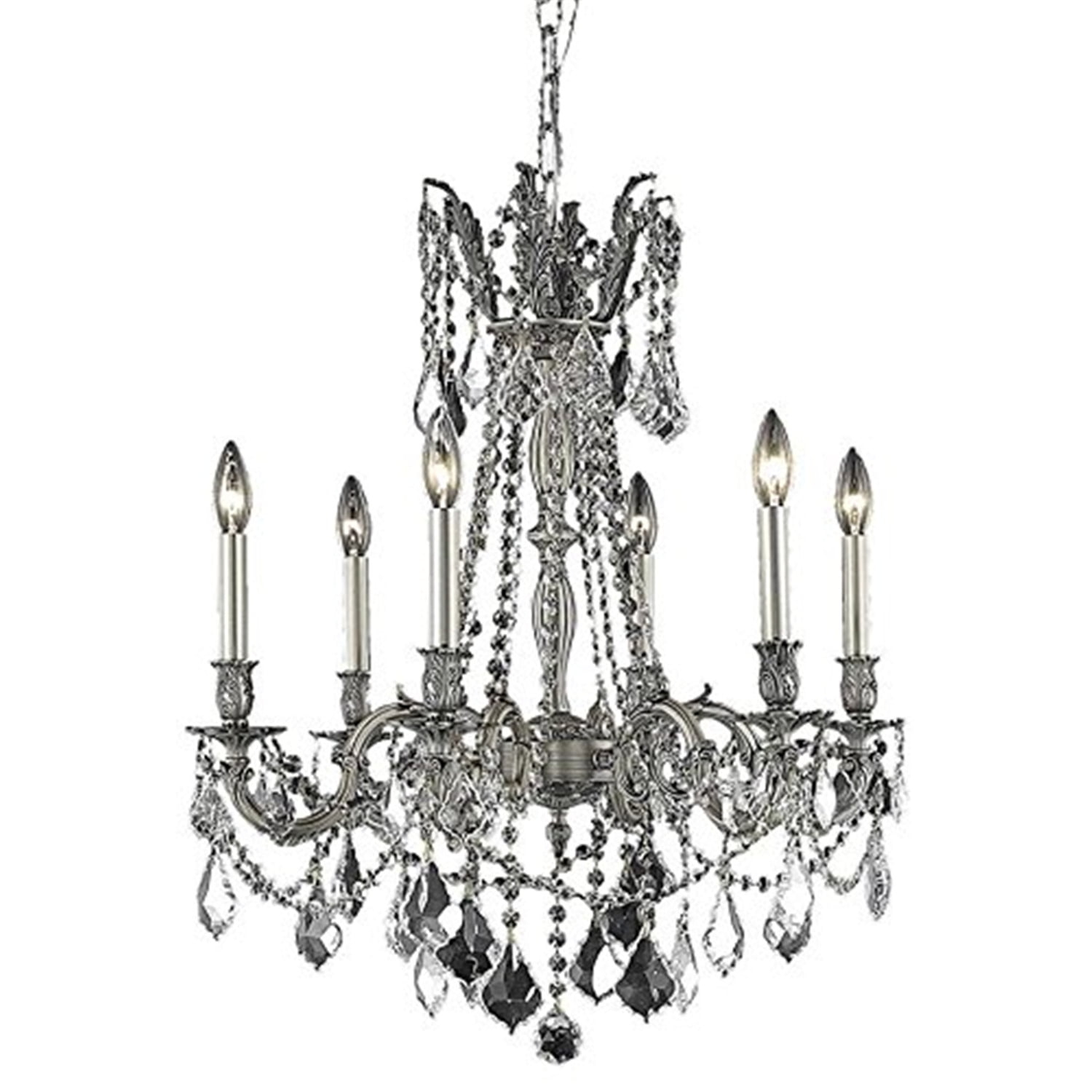 Home Decorative Brass Rosalia 6 Light Pewter Chandelier Royal Cut Crystal