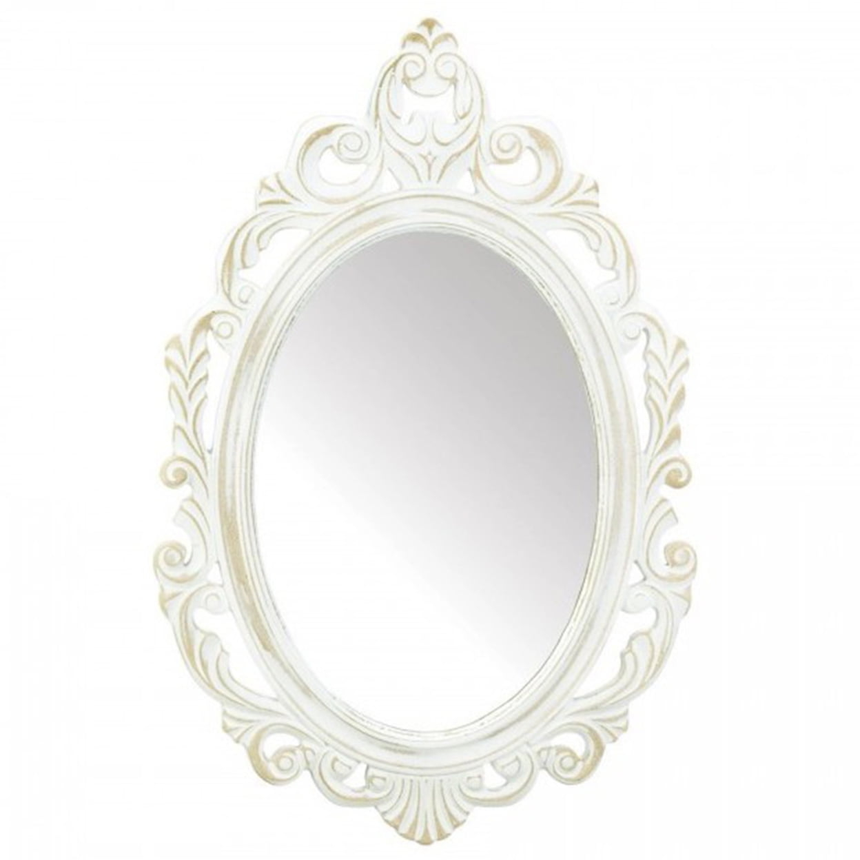 Accent Plus Antiqued White Wall Mirror 15.5x23.5x0.5