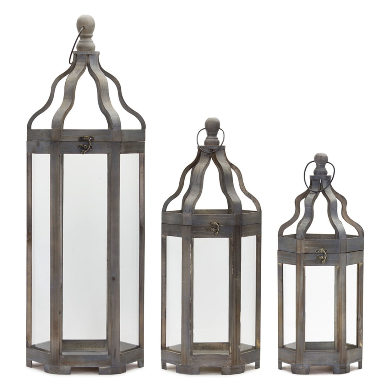 Melrose Wood Floor Lantern (Set of 3)