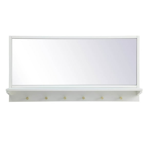 Home Decorative Modern Entryway Mirror With Shelf 42" X 21" In White