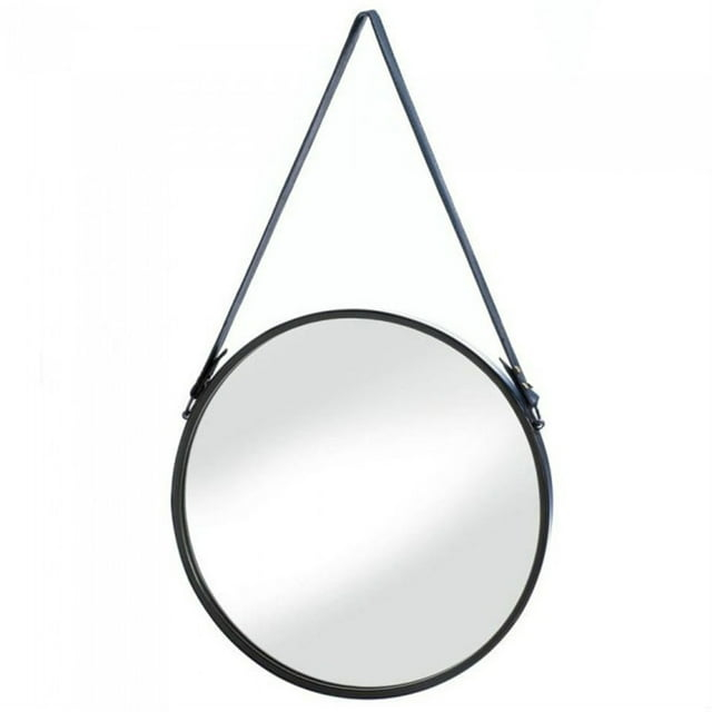 Home Decorative Round Hanging Wall Mirror With Faux Leather Strap