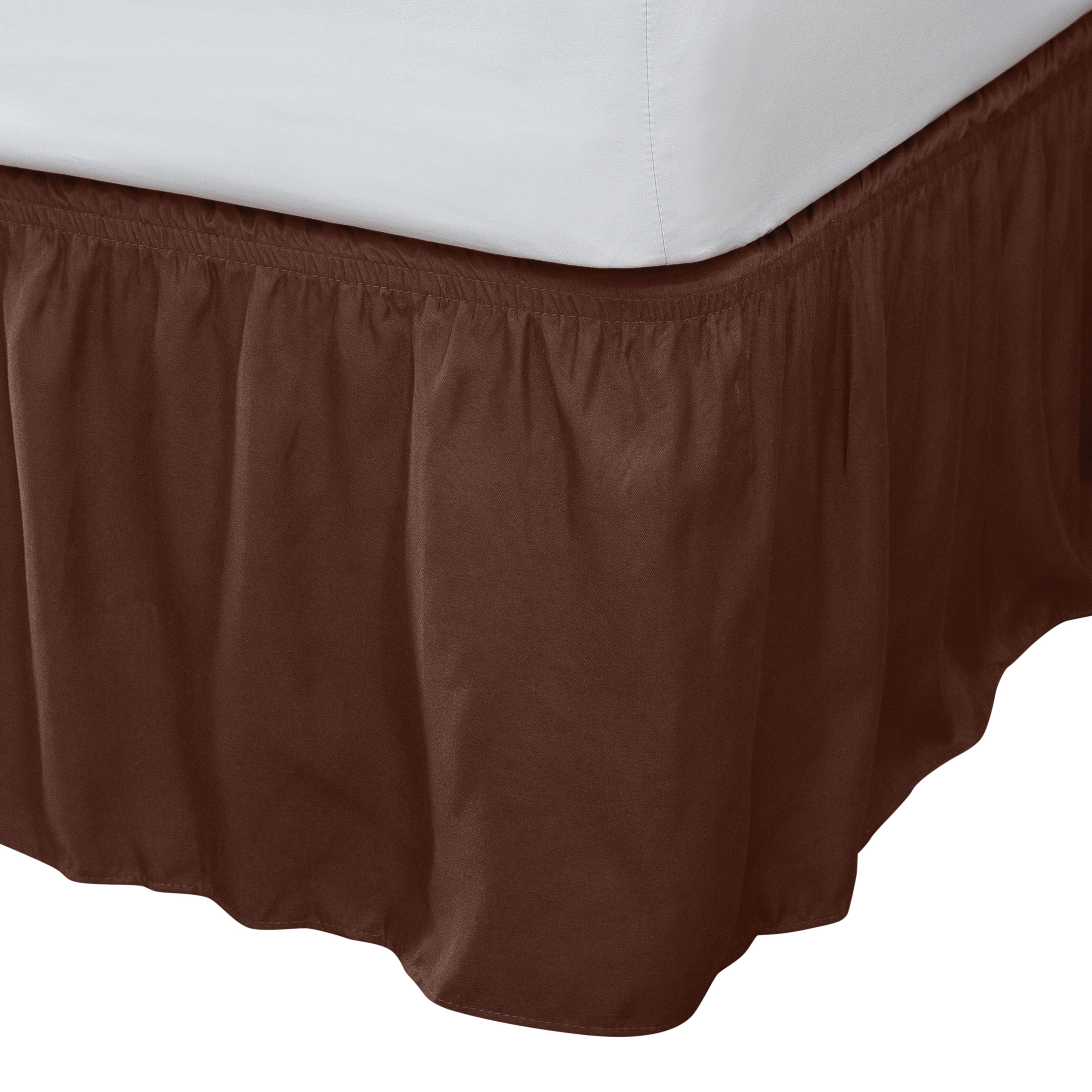 Home Details 14" Drop Wrap Around Bed Ruffle Adult Queen/King in Chocolate Brown