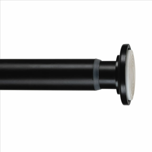 Home Details 24"-42" Adjustable Tension Curtain Rod in Matte Black
