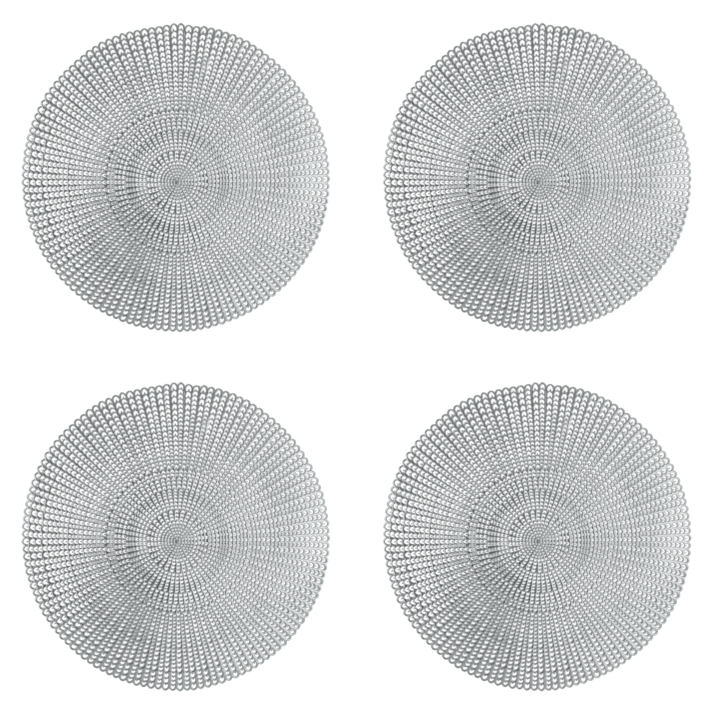 Home Details 4 Pack  Round Woven Look Placemats Silver