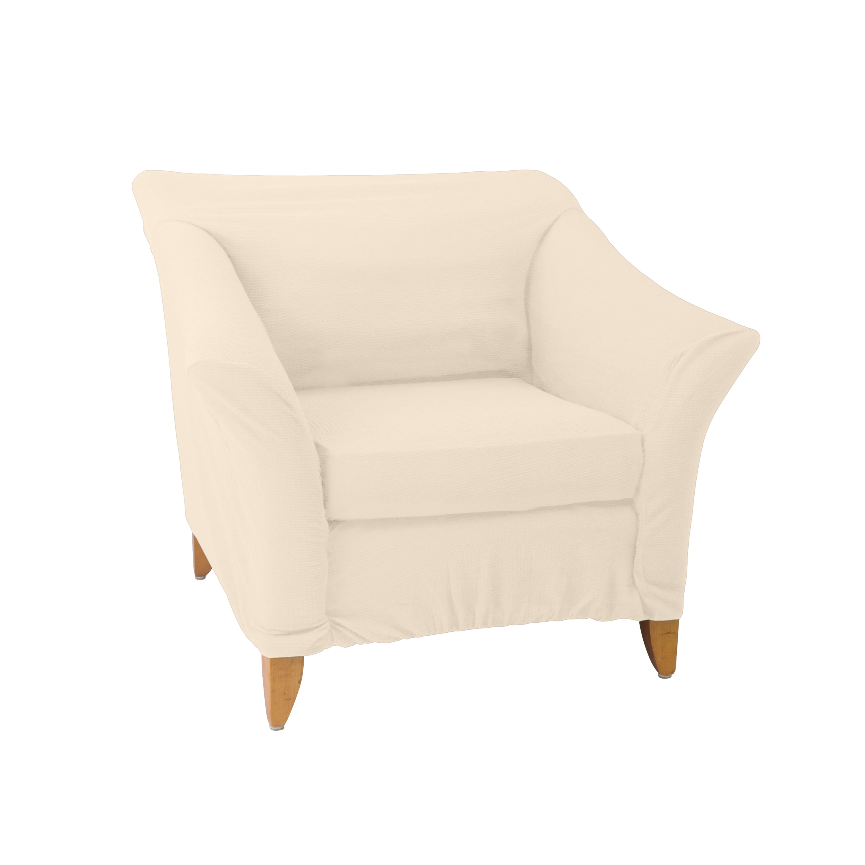 Home Details Waffle Design Chair/Recliner Stretch Fit Slipcover in Ivory