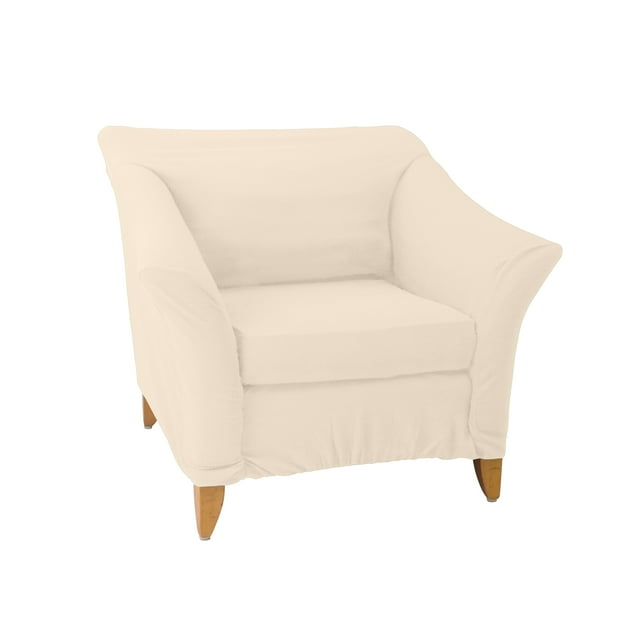 Home Details Waffle Design Chair/Recliner Stretch Fit Slipcover in Ivory