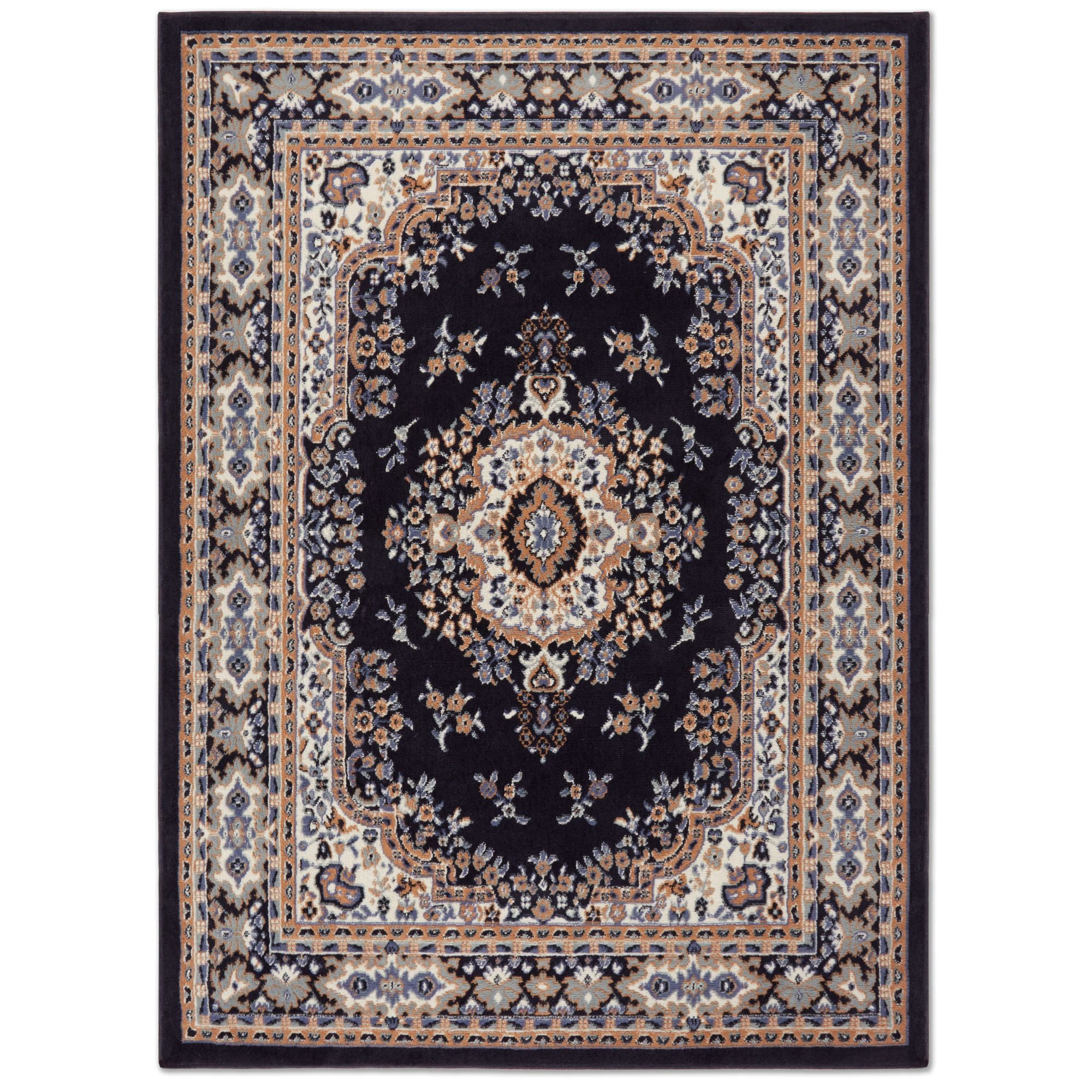 Home Dynamix Premium Sakarya Traditional Medallion Area Rug, Navy Blue/Brown, 9'2"x12'5"