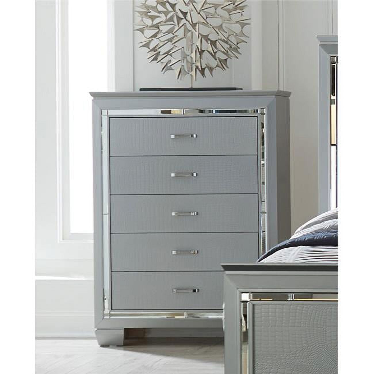 Home Elegance 1916-9 Allura Collection Chest Silver - 38 x 17 x 51 in.