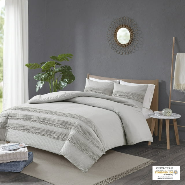 Home Essence Roselle 3 Piece Cotton Seersucker Comforter Set