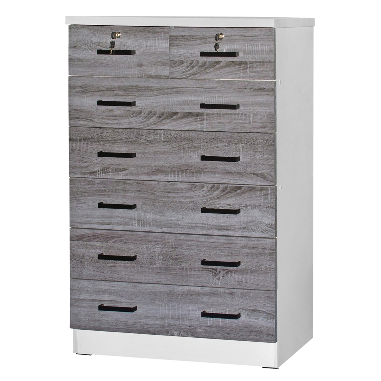 Home Furniture Cindy 7 Drawer Chest Wooden Dresser - Gray & White