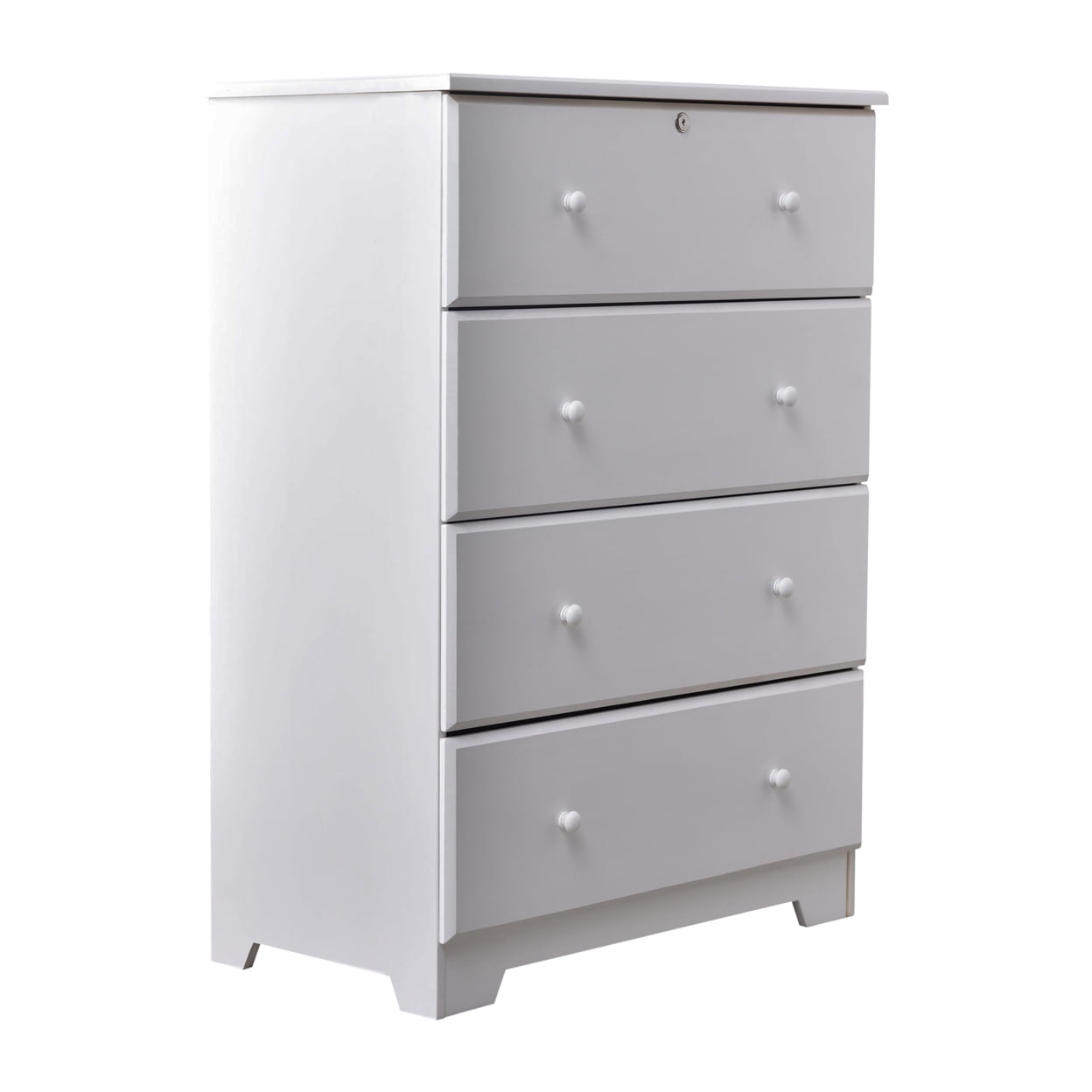 44.5- L x 32.5- W x 17.5 in. Isabela Solid Pine Wood 4 Drawer Chest Dresser, White