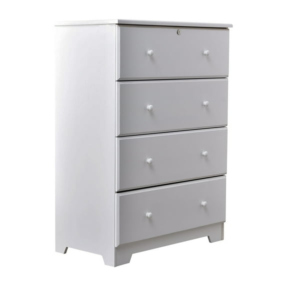 44.5- L x 32.5- W x 17.5 in. Isabela Solid Pine Wood 4 Drawer Chest Dresser, White