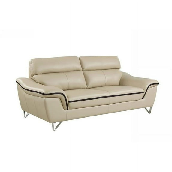 Home Roots Charming Leather Sofa, Beige - 36 in.