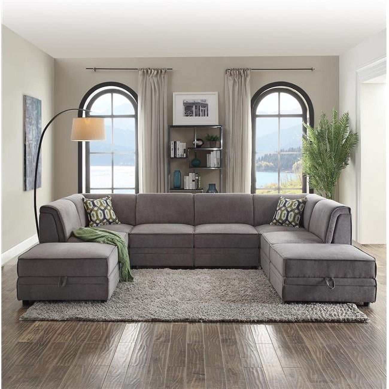 30" X 34" X 33" Gray Velvet Reversible Armless Chair