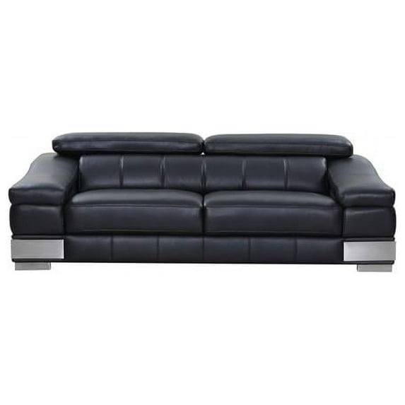 Home Roots Modern Leather Sofa, Black - 31-39 in.