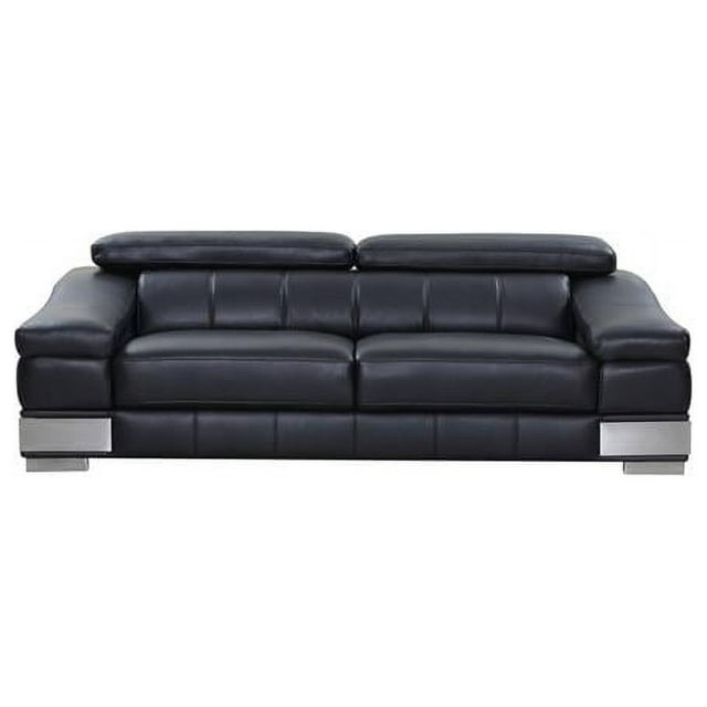 Home Roots Modern Leather Sofa, Black - 31-39 in.
