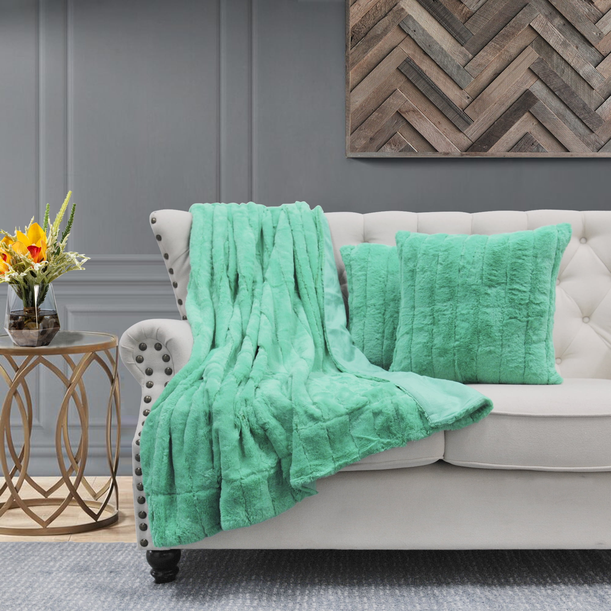 Home Soft Things Luxury Rabbit Faux Fur Throw Blanket