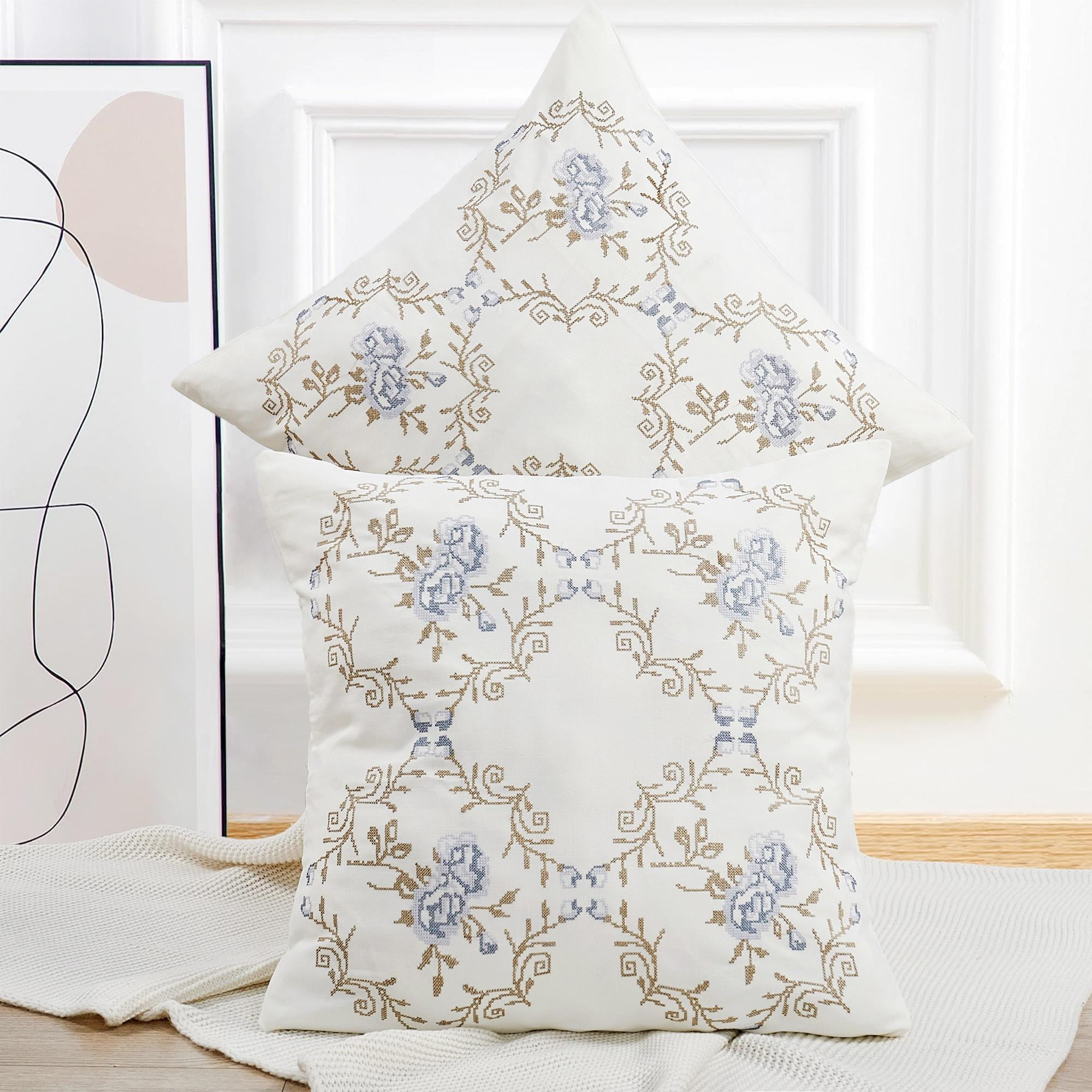 Home Soft Things Rose Embroidered Pillow Cover (Set of 2)