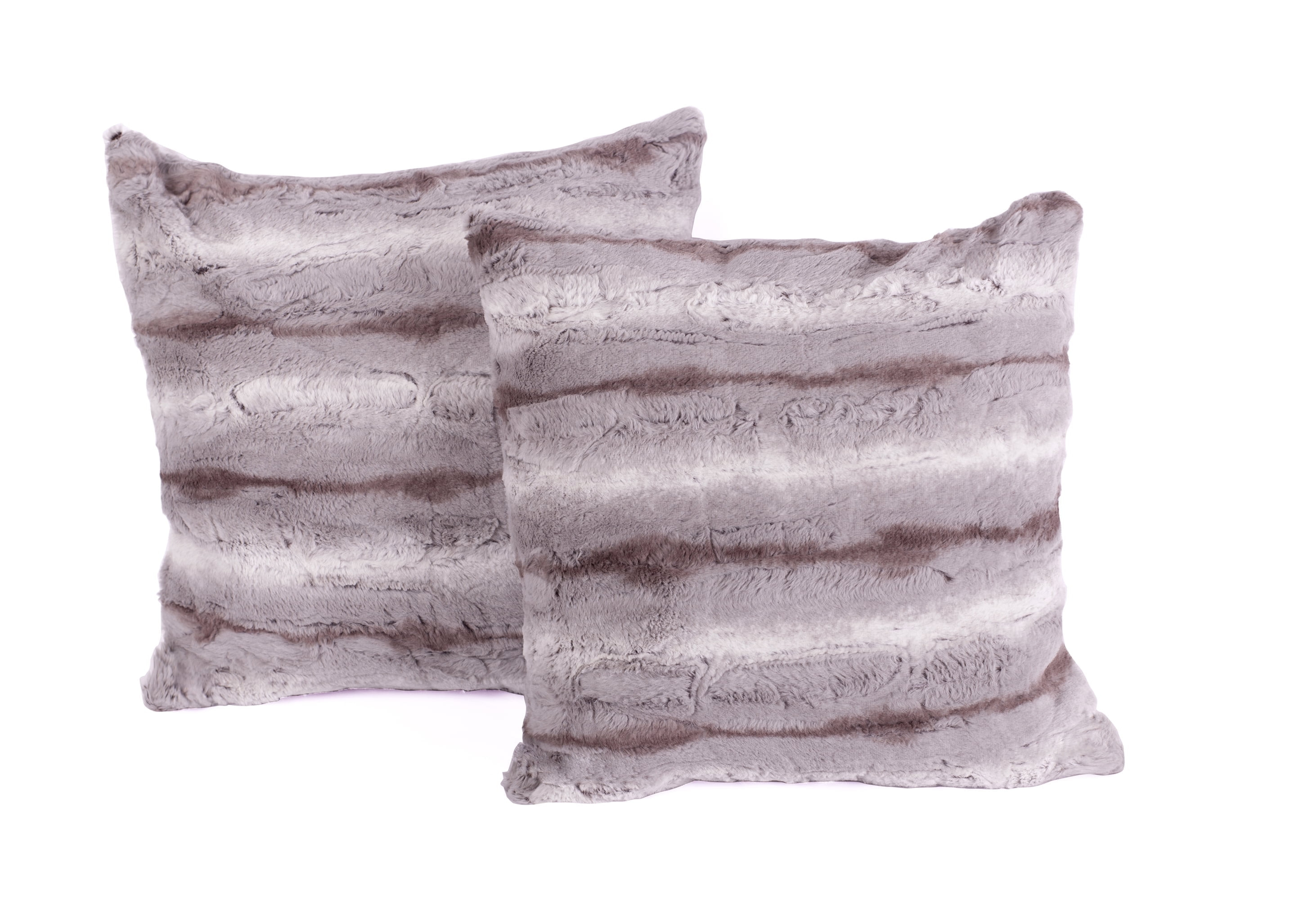 Home Soft Things Plush Striped Faux Fur Pillow Covers, Set of 2, 20"x20", Soyo
