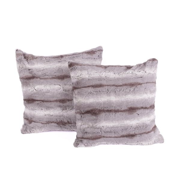 Home Soft Things Plush Striped Faux Fur Pillow Covers, Set of 2, 20"x20", Soyo