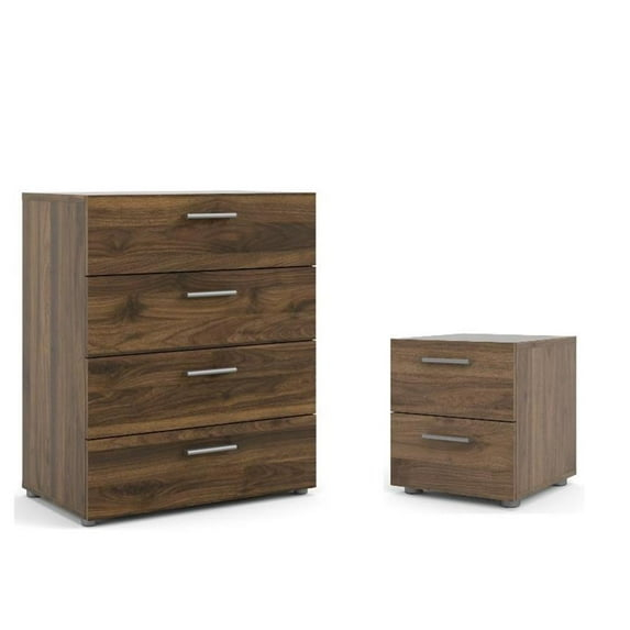Home Square 2-Piece Contemporary Wood Bedroom Set, Walnut