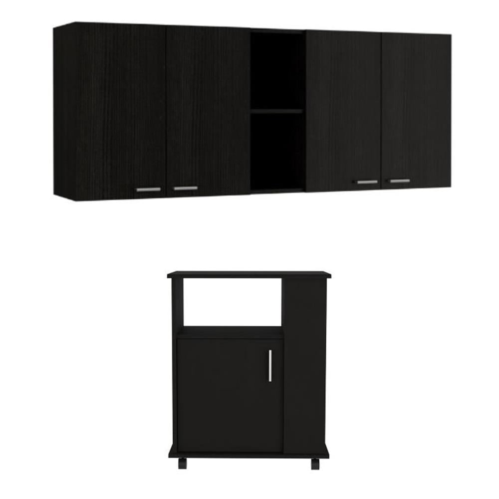 Home Square 2-Piece Set with Lower Microwave Cabinet and 150 Wall Cabinet