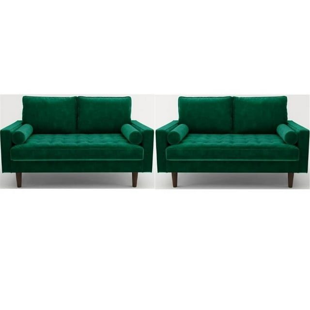 Home Square 2 Piece Velvet Living Room Loveseat Set in Green