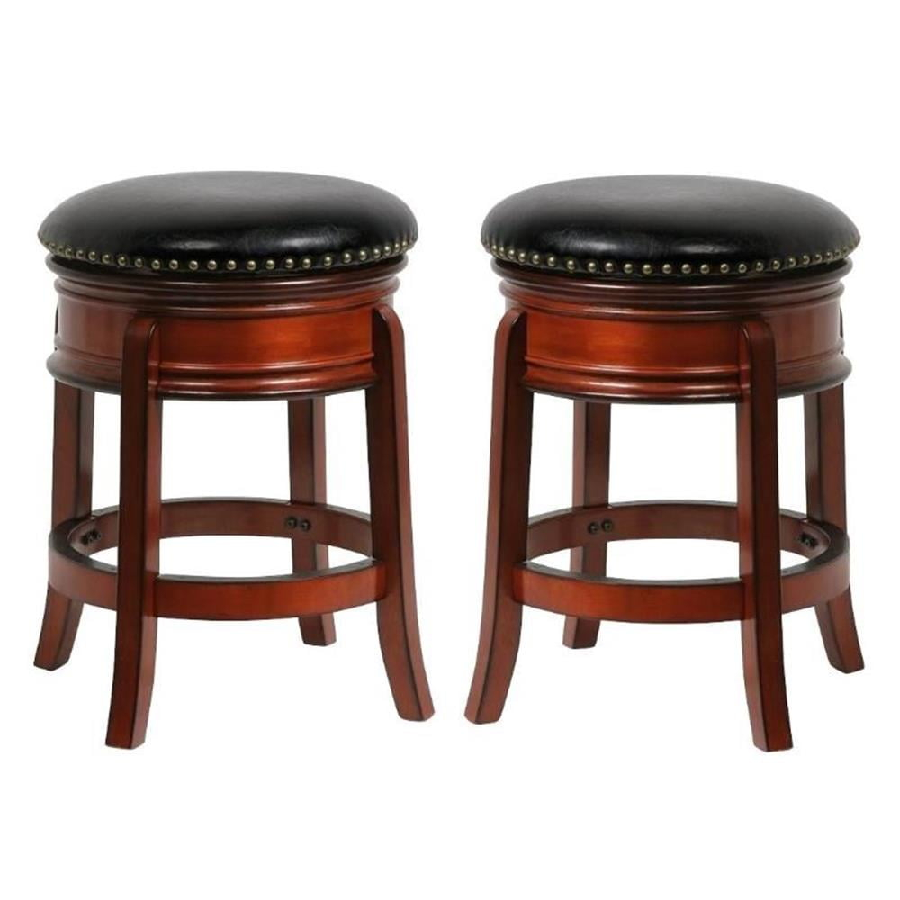 Home Square 24" Hamilton Swivel Bar Stool in Brandy - Set of 2