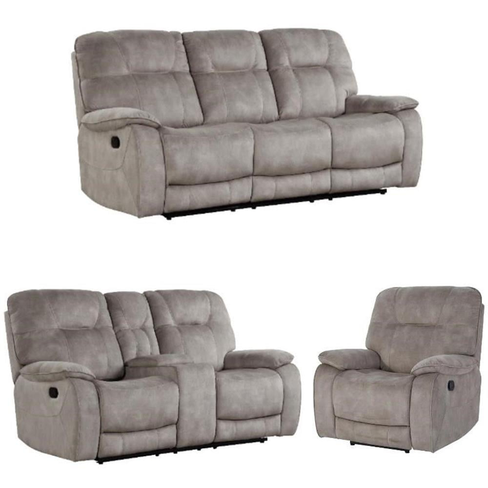 Home Square 3-Piece Set with Glider Recliner & Loveseat & Sofa in Natural