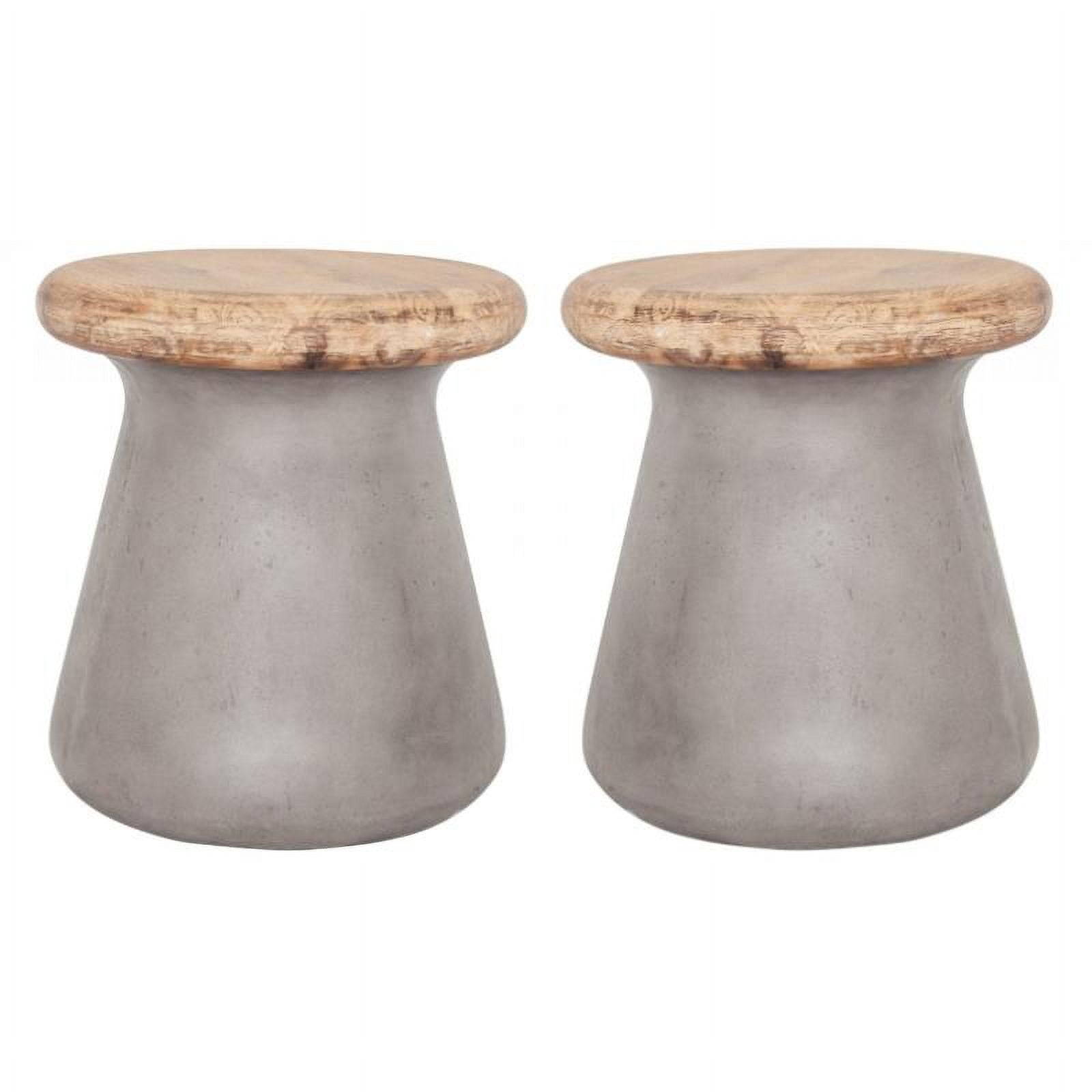 Home Square Modern Concrete Outdoor Stool in Gray - Set of 2