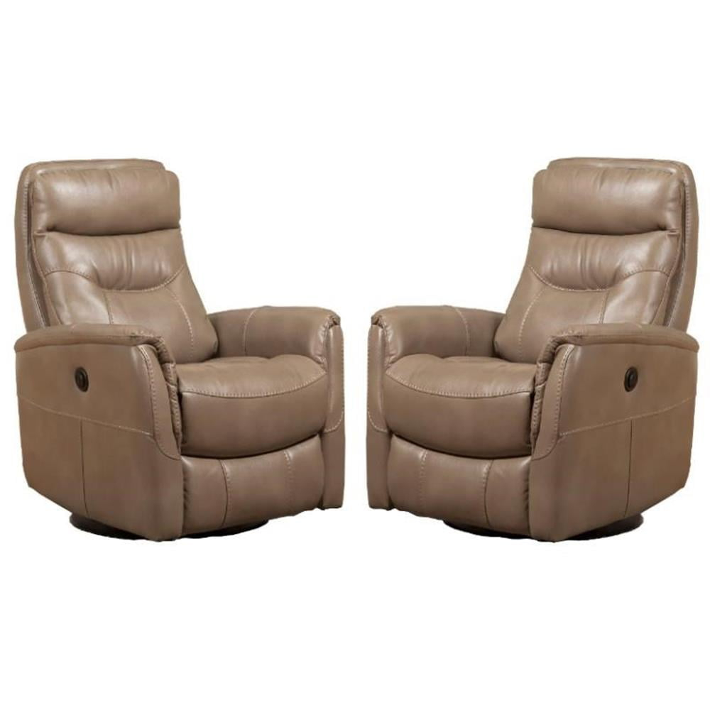 Home Square Polyester Swivel Glider Recliner in Linen Brown - Set of 2