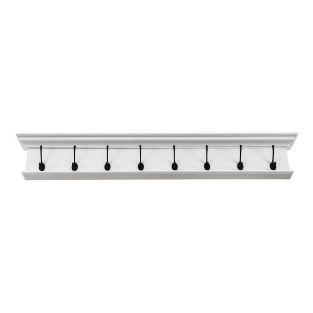Home Wall Decorative Antique Brass Hardware 8 Hook Coat Rack - White