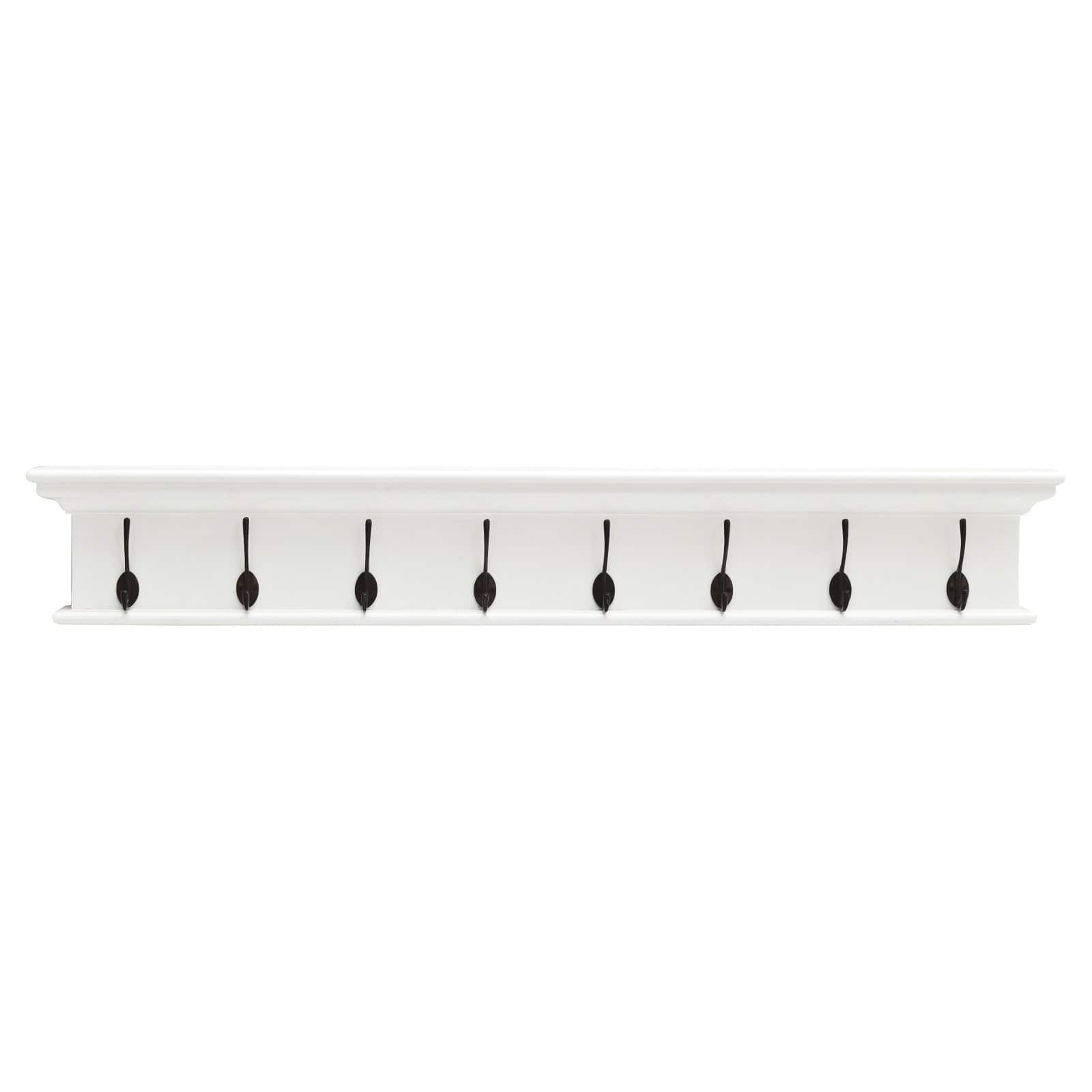 Home Wall Decorative Antique Brass Hardware 8 Hook Coat Rack - White