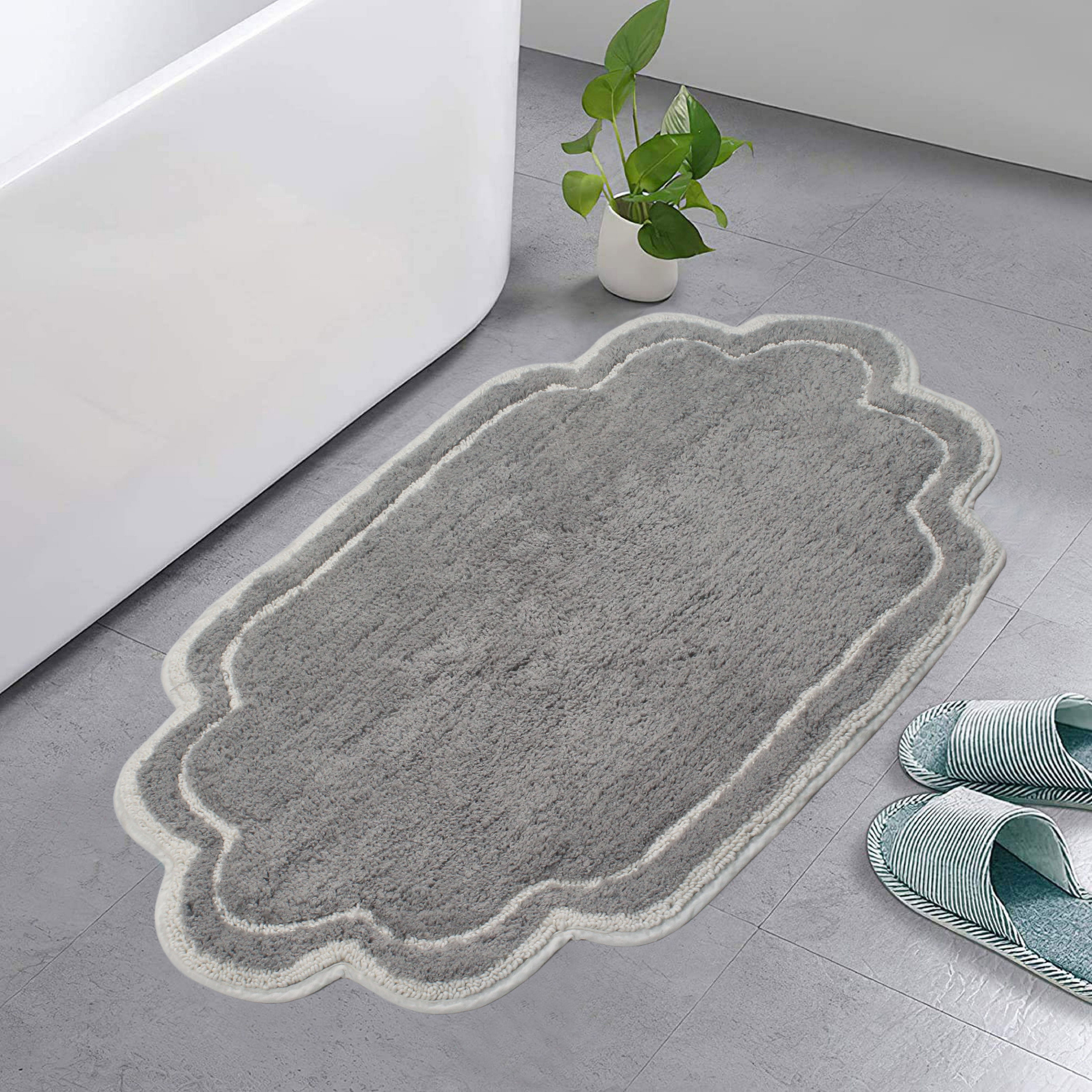 Home Weavers Allure Collection Bathroom Rug 100% Cotton Tufted Bathroom Rug, Soft and Absorbent Bath Rugs, Non-Slip Bath Carpet, Machine Wash Dry Bath Mats for Bathroom Floor- 21"x34" Bath Rug, Gray