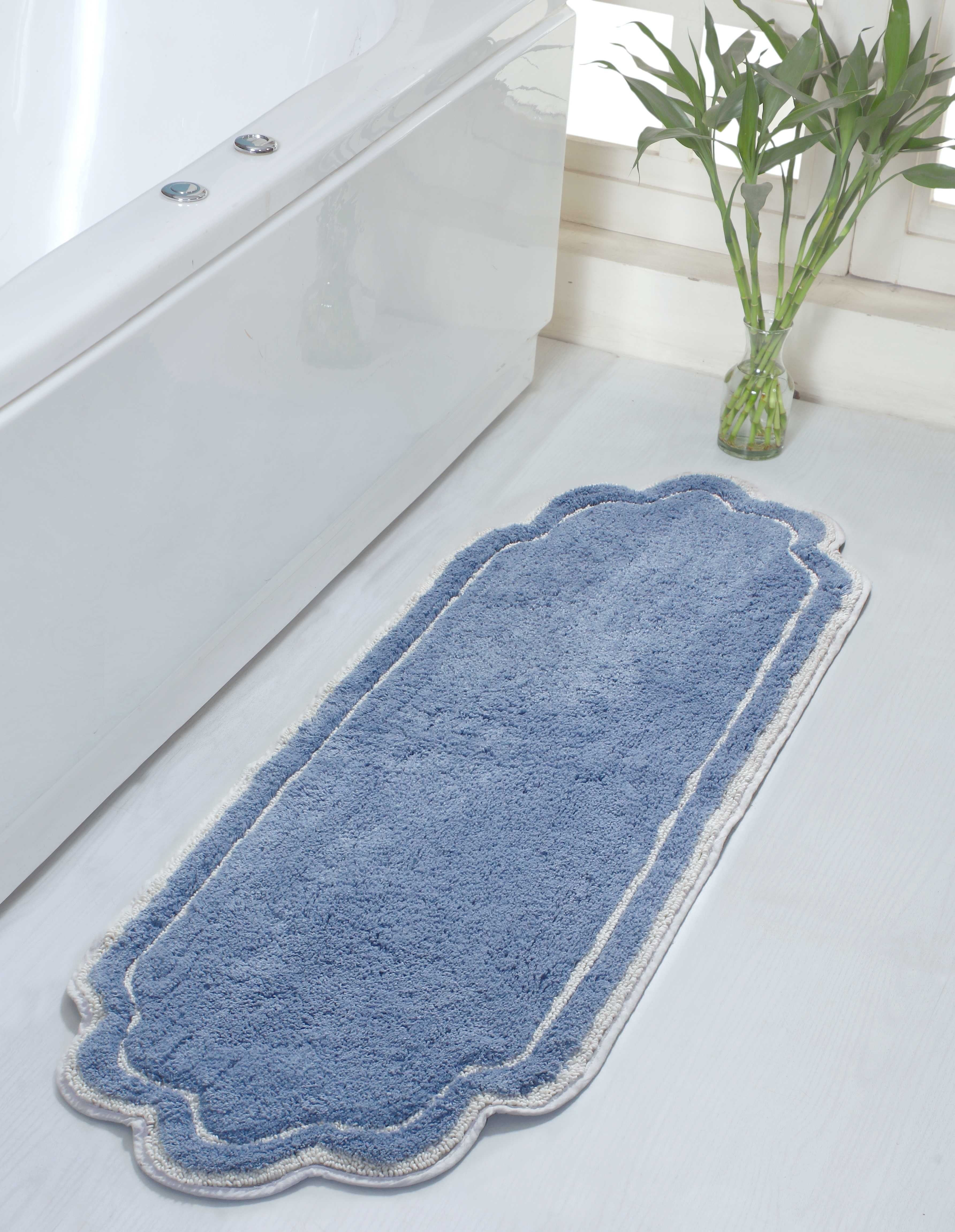 HOME WEAVERS Allure Collection 100% Cotton Non-Slip Bathroom Rug Set Machine Washable Bathroom Rug-17"x24", Bath Rug- 21"x34", Brown Color 2 Piece Bath Carpet set